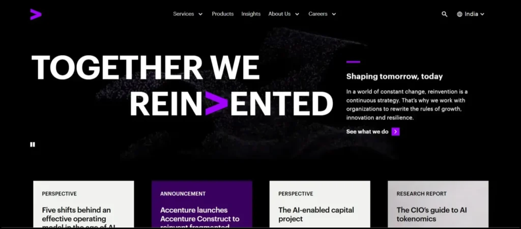 Accenture official website homepage image